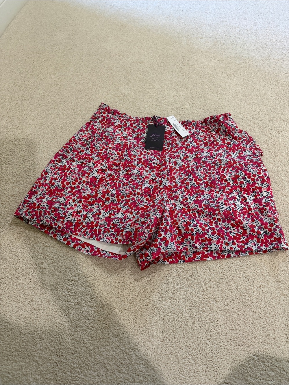 J. Crew Red Floral Liberty Shorts